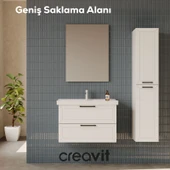 D20 65 Cm İki Çelmeceli Lavabo Dolabı Beyaz Lake Kapak thumbnail 2