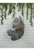 Gobo Dekoratif Sallanan Kedi Figürü–Asma Aparatlı Duvar, Balkon ve Bahçe Süsü (16x14 cm–3 Renk Seçenekli) thumbnail 1