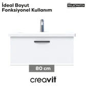 D10 Eksen Lavabo Dolabı Çekmeceli 80 cm Beyaz thumbnail 3
