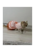 Gobo Turuncu Yaprak Desenli Kurdeleli Beyaz Kedi Köpek Kıyafeti Elbisesi Medium/m/beden 2 thumbnail 4