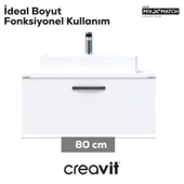 D10 Next Lavabo Dolabı Çekmeceli 80 cm Beyaz Melamin Gövde thumbnail 2