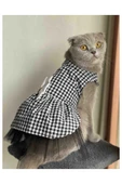 Gobo Beyaz Siyah Kareli Dişi Kedi Köpek Kıyafeti Elbisesi Medium/m/beden 2 thumbnail 2