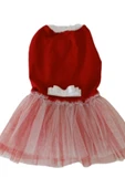 Gobo Beyaz Fiyonklu Tüllü Kırmızı Kedi Köpek Kıyafeti Elbisesi XLarge/XL/Beden 4 thumbnail 4