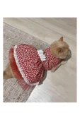 Gobo Beyaz Çiçek Desenli Fiyonklu Kırmızı Kedi Köpek Kıyafeti Elbisesi Small/s/beden 1 - 5