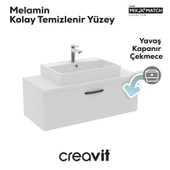 D10 Next Lavabo Dolabı Çekmeceli 100 cm Beyaz Melamin Gövde thumbnail 2