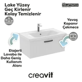 D10 Eksen Lavabo Dolabı Çekmeceli 80 cm Beyaz Lake thumbnail 3