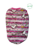 Goboticaret Unicorn Desenli Çizgili Pembe Kedi Köpek Kıyafeti Elbisesi Pembe Kollu thumbnail 2