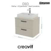 D10 Next Lavabo Dolabı İki Çekmeceli 65 cm Dafne Lake Kapak thumbnail 1
