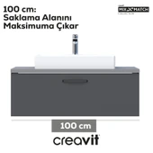 D10 Next Lavabo Dolabı Çekmeceli 100 cm Gri Gövde Antrasit Kapak thumbnail 2