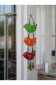Gobo 3'lü El Boyaması Dekoratif Kuş Duvar ve Balkon Süsü–Boncuklu & İpli-Farklı Renk Seçenekleri 45x12 cm thumbnail 2
