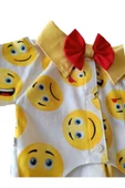 Gobo Emoji Desenli Kırmızı Papyonlu Beyaz Kedi Köpek Kıyafeti Elbisesi thumbnail 4