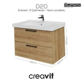 D20 80 Cm İki Çekmeceli Lavabo Dolabı Everest Melamin Kapak thumbnail 1