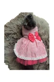 Gobo Beyaz Kareli Pembe Dişi Kedi Köpek Kıyafeti Elbisesi XLarge/XL/Beden 4 thumbnail 3