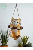 Gobo Dekoratif Sallanan Kedi Figürü–Asma Aparatlı Duvar, Balkon ve Bahçe Süsü (16x14 cm–3 Renk Seçenekli) - 2