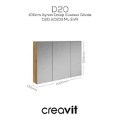 D20 100 Cm Everest Aynalı Dolap Melamin Gövde - 1