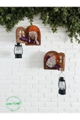 Gobo Fenerli Dekoratif Cüce Figürlü Dede ve Nine 2li Set Duvar ve Kapı Lambası–LED Işıklı (Renk Seçeneği) thumbnail 2