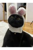 Gobo Peluş Tavşan Kulaklı Beyaz Kedi Köpek Şapkası Yumuşacık Kedi Köpek Kıyafeti thumbnail 2