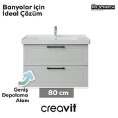 D20 80 Cm İki Çekmeceli Lavabo Dolabı Beyaz Lake thumbnail 3