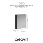 D20 60 Cm Melamin Aynalı Dolap Antrasit - 1