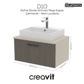 D10 Next Lavabo Dolabı Çekmeceli 65 cm Dafne Melamin thumbnail 1
