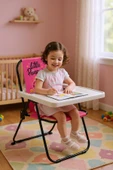EXENT 2–6 Yaş, Katlanabilir Çocuk Sandalyesi ve Masası Tak-Çıkar Masa-Little Princess-PEMBE thumbnail 1