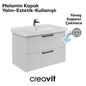 D20 80 Cm İki Çekmeceli Lavabo Dolabı Beyaz Melamin Kapak (Demonte) thumbnail 4