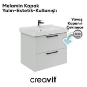 D20 65 Cm İki Çelmeceli Lavabo Dolabı Beyaz Melamin Kapak (Demonte) thumbnail 4