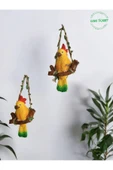 Gobo GoboTicaret 3 Adet Dekoratif Sallanan Duvar ve Bahçe Süsü Kuş Biblo Farklı Renk Seçenekleri 13*9 cm thumbnail 3