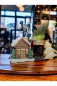 Gobo Goboticaret 2 Adet Kahverengi Kar Efektli Ev Şeklinde Yılbaşı Temal El Boyaması Tütsülük Seramik Toz thumbnail 7