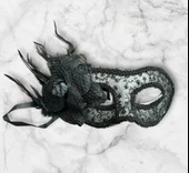 Tüllü Çiçekli Lüks Plastik Maske Siyah thumbnail 1