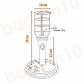 Siyah Plastik Saplı Metal Koruma Kafesli 5 metre kablolu E27 Standart Duy Seyyar El Lambası thumbnail 5