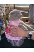 Gobo Beyaz Kareli Pembe Dişi Kedi Köpek Kıyafeti Elbisesi Large/l/beden 3 thumbnail 3