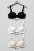 STORMED Ekstra Dolgulu Tam Destekli 3'lü Set SİYAH BEYAZ EKRU Sütyen 100 thumbnail 2