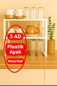 Metal Dolap İçi Raf 3 Tane,  Bardak, Baharat, Tabak Düzenleyici Organizer, Alan Tasarrufu thumbnail 1