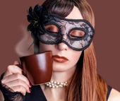 Tüllü Çiçekli Lüks Plastik Maske Siyah thumbnail 2