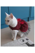 Gobo Kırmızı Siyah Kareli Kırmızı Papyonlu Dişi Kedi Köpek Kıyafeti Elbisesi Small/s/beden 1 thumbnail 6