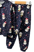 Erkek Çocuk Üzeri Kardan Adam ve Noel Baskılı Lacivert Pijama Takımı thumbnail 6