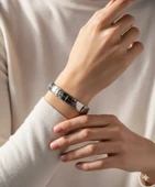 İtalyan Charm Unisex Yazılı Paslanmaz Çelik Bileklik Kararmaz Her Bileğe Uygun Takı Modeli thumbnail 3