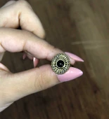 Doğal Taş Oniks Yuvarlak Doğal Taşlı Antik Model Kadın Ayarlanabillir Yüzük euy70o thumbnail 3