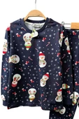 Erkek Çocuk Üzeri Kardan Adam ve Noel Baskılı Lacivert Pijama Takımı thumbnail 5