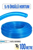 5/8 Örgülü Bahçe Hortumu Çatlamaz, Kırılmaz, Esnek (100 metre) Mavi thumbnail 1