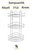 3'Lü Krom Köşeli Şampuanlık Yüksek Kalite - 1
