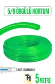 5/8 Örgülü Bahçe Hortumu Çatlamaz, Kırılmaz, Esnek (5 metre) Yeşil - 1