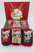 3 Çift Unısex Hediyelik Yeniyıl Temalı Çocuk Soket Havlu Çorap thumbnail 1