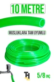 5/8 Silikonlu Dayanıklı Bahçe Hortumu (10 Metre) Yeşil (Musluklarla Tam Uyumlu) - 1