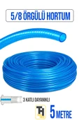 5/8 Örgülü Bahçe Hortumu Çatlamaz, Kırılmaz, Esnek (5 metre) Mavi thumbnail 1