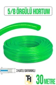 5/8 Örgülü Bahçe Hortumu Çatlamaz, Kırılmaz, Esnek (30 metre) Yeşil thumbnail 1