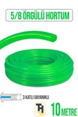 5/8 Örgülü Bahçe Hortumu Çatlamaz, Kırılmaz, Esnek (10 metre) Yeşil thumbnail 1