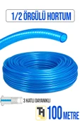1/2 Örgülü Bahçe Hortumu Çatlamaz, Kırılmaz,Esnek (100 metre) Mavi thumbnail 1
