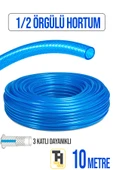 1/2 Örgülü Bahçe Hortumu Çatlamaz, Kırılmaz, Esnek (10 metre) Mavi thumbnail 1